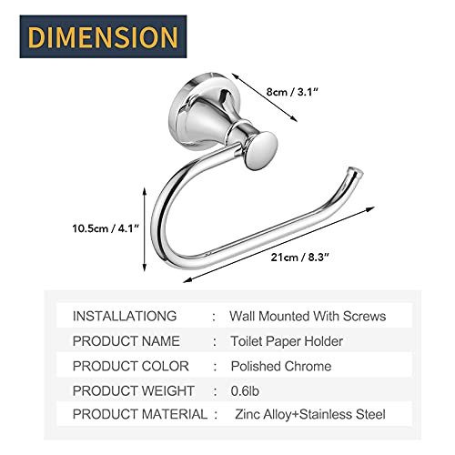 Besy Polished Chrome Toilet Tissue Paper Holder Polished Chrome Bathroom Accessories Toilet Roll Paper Hanger, Wall Mounted, Rustproof #TOP3