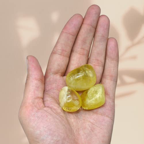 Image of Certified Lemon Quartz Crystal Healing Tumbled Stone, Natural Polished Crystals for DIY Crafts, Manifestation, Meditation, Pooja Feng Shui and Reiki Healing (30 Grams)