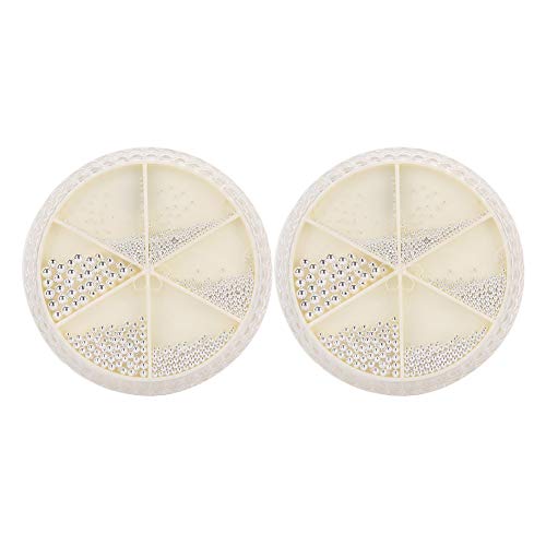 Decoración de Cuentas para Decoración de Uñas, Adornos de Cuentas de Acero Mezcladas Pequeñas de Metal, Tachuelas Decoradas (GZ-03 blanco plateado)