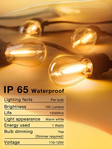 Addlon 100Ft(2-Pack*50Ft) Led Outdoor String Lights With 30 Edison Vintage Shatterproof Bulbs, Commercial Grade Patio Lights, Ip65 Waterproof For Balcony, Backyard And Garden, Warm White #TOP5