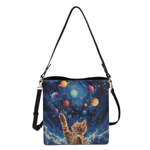 Image of HUGS IDEA Boho Bags for Women Leather Handbag Shoulder Bucket Crossbody Purse