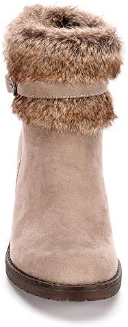 XAPPEAL Womens Bunny Faux Fur Heeled Ankle Boot Shoes, Taupe, US 10 | Image 2