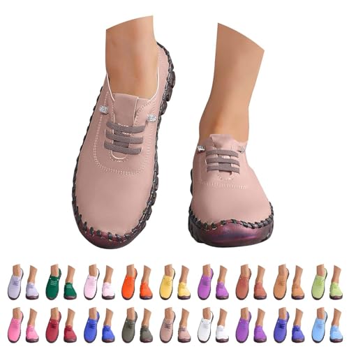 Zapatillas Deporte Mujer Blancas Ligeros Casual Zapatos Deportivos con Cordones Comodas Clasico Moda Sneakers Slip on Entretiempo Antideslizante Mocasines Calzado Pretty para Jogging Running