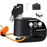 YOHOOLYO Antivol Moto Bloque Disque Moto avec Alarme de 110db pour Moto/Vélo/Scooter 2 Clés et 1 Clé Hexagonale Noir Non Homologation SRA
