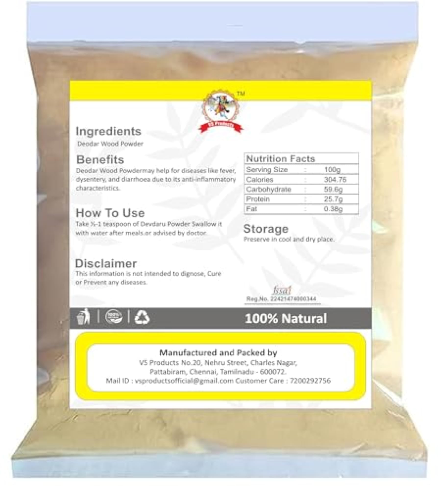VS Products Deodar Wood Powder, 300g