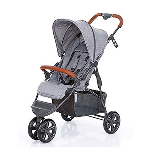 Carrinho Moving Light Woven Grey Com Couro - ABC Design