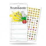Kreativkalender Planer für 2 2027: Bastelkalender 19,5x45 cm mit 3 Spalten, individuell gestaltbar, Notizfeld und Stickerbogen