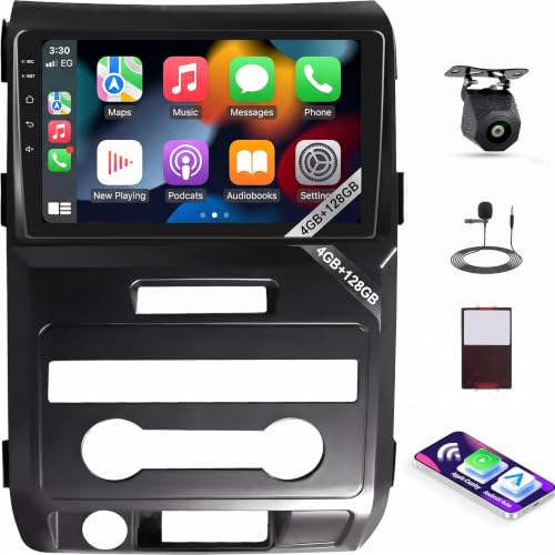4G+128G Android 15 Car Stereo for Ford F150 2009-2012 with Wireless Carplay Android Auto, 9" Incell Touchscreen Car Radio with GPS Navigation WiFi Bluetooth FM/RDS Radio HD Backup Camera Head Unit