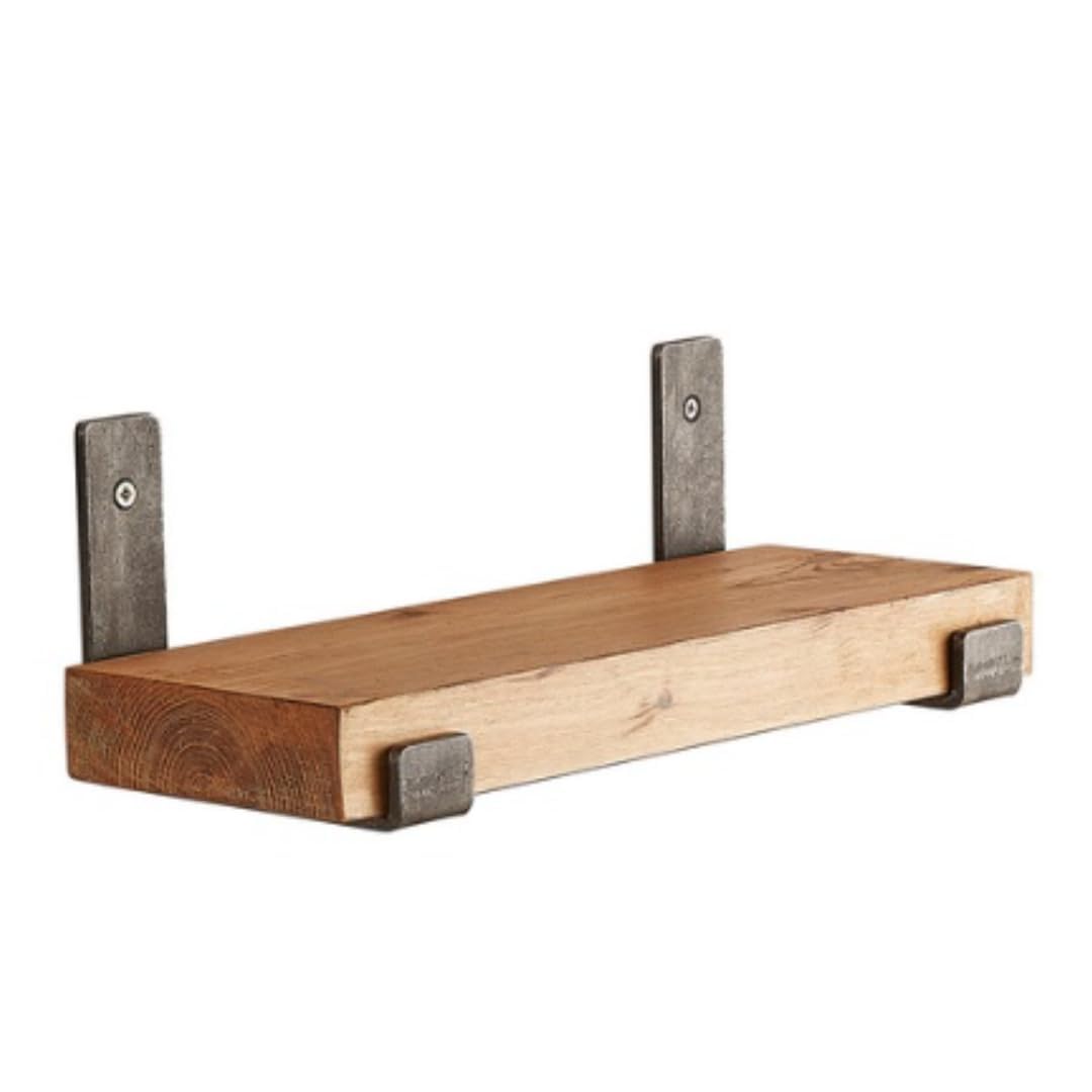 Fox & Grain Rustic Wooden Shelf | Handcrafted Decorative Wall Shelf with Inverted Brackets | Versatile and Stylish For Kitchen, Bedroom, Bathroom Decor | Handmade in the UK (50cm)