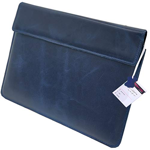 MOELECTRONIX Organizador de documentos de piel, A4, portadocumentos, funda de papel, funda de papel con cierre magnético, organizador de piel auténtica, XXL, color azul Cover