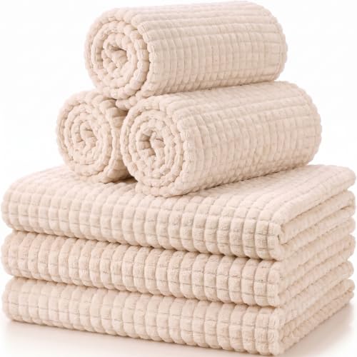 Buryeah 6 Pcs Bulk Flannel Blankets, Fall Outdoor Wedding, Ivory