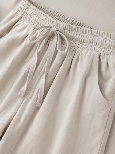 Image of LIRIT Womens Solid Color Wide Leg Trouser Pant with Drawstring Elastic Waist, Relaxed Fit, Full Length, Casual Lounge Palazzo Bottom