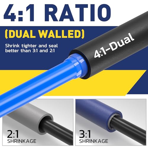 haisstronica 4:1 Heat Shrink Tubing Kit, 600PCS 1.75\"Length 7 Size 3/32\"-3/4\",Total 87.5Ft,Adhesive Lined Marine Resistant Grade Shrink Wrap - Perfect for Home and Industrial,Black