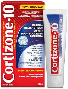 Cortizone-10 Eczema Relief Cream, Maximum Strength 1% Hydrocortisone, Fast-Acting, Anti-Itch Cream, Relieves Itching Associated with Minor Skin Irritations, Inflammation, Rashes due to Eczema, 28g