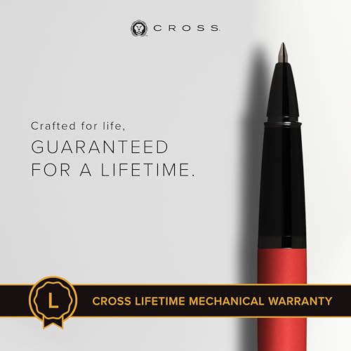 Image of Cross Bailey Matte Red Refillable Rollerball Pen ? Medium Point, Black Ink, Presented in a Premium Gift Box
