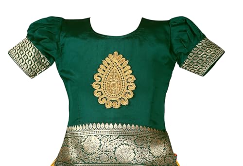 Image of New South Indian Traditional Pattu Pavadai Tapeta Silk Lehenga Choli For Girls Dress