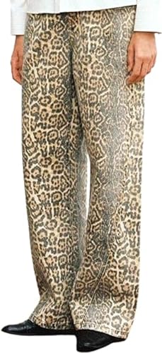 Pokn Leopard Jeans Leopard Print Jeans Cheetah Print Pants Wide-Leg Streetwear Pants Baggy Jeans Straight Leg Pants Unisex