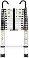Telescopic Ladder, 12.5FT RIKADE Aluminum Telescoping Ladder with Non-Slip Feet and Stable Hook, Portable Extension Ladder for Household and Outdoor Working, 330lb Capacity