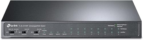 Vista 6 de TP-Link TL-SL1218MP 16 puertos 10/100Mbps Fast Ethernet PoE Switch 16 puertos PoE+ @250W, con 2 puertos Gigabit de enlace ascendente + 2 ranuras SFP