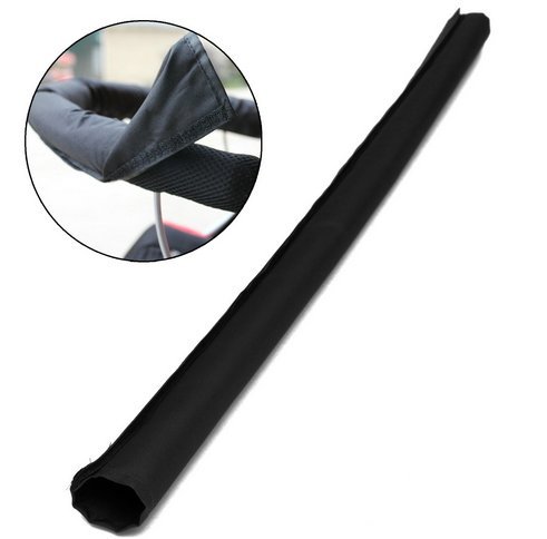 Fafeicy Universal Pushchair Handle Cover Pack of 2 Stroller Handlebar Protector 73x14cm Black Oxford Fabric for Baby Pram Travel Essential Accessory - Image 2