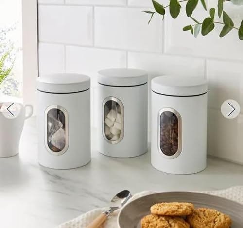Ra-Homestore White New Effect Kitchen Canisters 3Pc