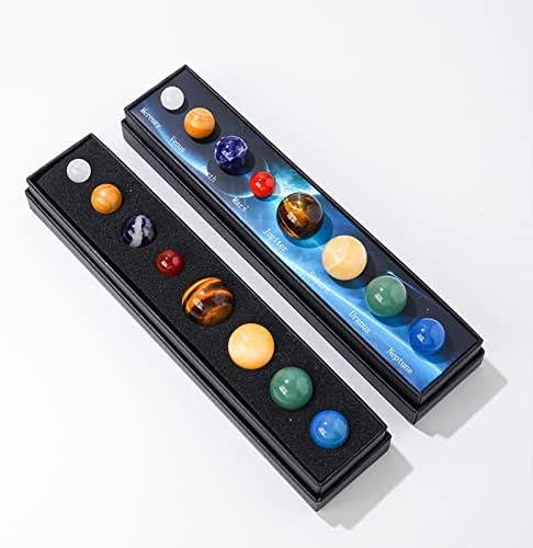 Mafagwre Eight Planets Gem Stones Planets Decorations Solar System Handmade Desk Decorations Crystals Balls Creative Gift