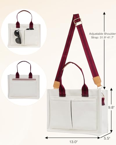 Canvas Tote Bag for Women, Crossbody Bag with Pockets Compartment, Shoulder Handbag for Teacher Nurse, Bible Messenger Purse, Utility Bag for Work, Travel, College, Everyday, Gift3