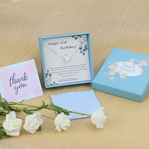 21St Birthday Gifts For Her Sterling Silver Single Pearl Necklaces For Women 21 Year Old Birthday Gifts For Daughter, Dainty Pearl Choker Necklace As Girls Birthday Gift Ideas #TOP3