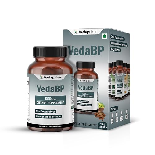 VedaBP - Ayurvedic Blood Pressure Support | 1000mg Blend with Arjuna, Sarpagandha, Ashwagandha, Garl...