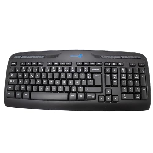 SIMPLETEK - Bezprzewodowy zestaw myszy i klawiatury 2,4 GHz, francuski układ AZERTY, odporny na wstrząsy i cichy Plug & Play (odnowiony)