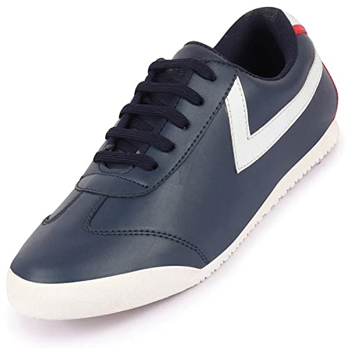 Image of FAUSTO Men's Lace-Up Classic Striped Sneakers Casual Shoes