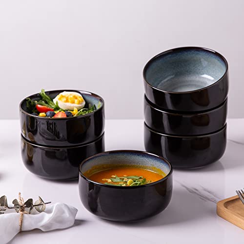 Leratio Ceramic Bowls Set For Kitchen, 26Oz Cereal Soup Bowls Set Of 6 For Breakfast, Lunch, Dinner, Oven, Dishwasher, And Microwave Safe For Meals, Reactive Glaze,Reactive Glaze-Gray Blue #TOP4