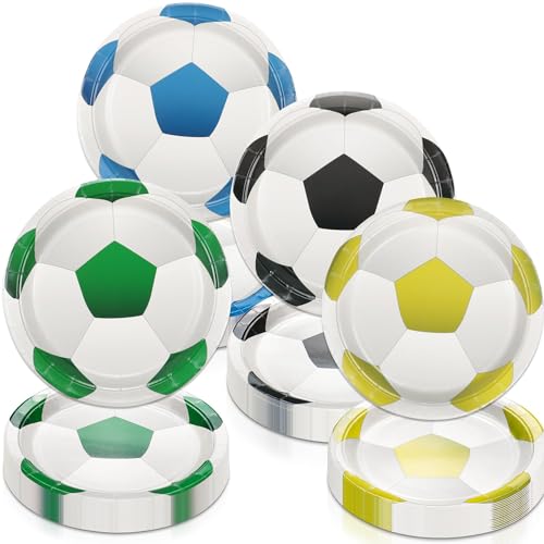 80 Pcs Fútbol Decoraciones de la fiesta Platos - Incluyendo 9 'Platos de Fútbol Platos de Fútbol para niños de fútbol Fan Evento Deportivo Día del Juego de Fútbol Fiesta de Cumpleaños Suministros