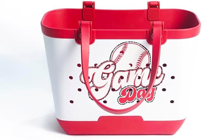 Rubber Beach Tote Bag, Baseball, Waterproof, Large Capacity, Interior Zippered Pocket, Great for Games, Beach, Pool, Travel, Lake, Tournaments, Baseball Fans, Moms, Gifts - Image 4