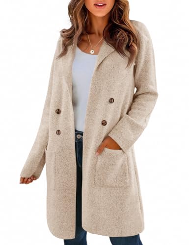 Saodimallsu Womens Long Cardigan Sweaters Open Front Knit Dressy Casual Chunky Lapel Coatigan Fall Sweater Blazer Coats