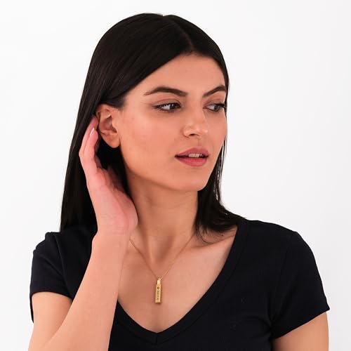 14K Gold Vermeil Personalized Cremation Urn Necklace, Pet Ash Holder Pendant, Memorial Necklace for Pet Loss, Vertical Bar Memorial Necklace3