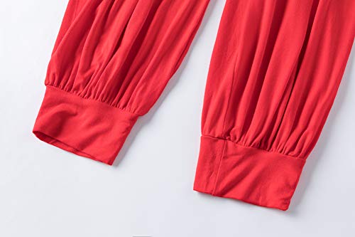 Avacostume Womens Modal Cotton Soft Yoga Sports Dance Harem Pants, S, Red #TOP5
