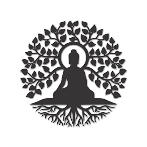 Arrthum Buddha Metal Wall Art 17" X 17" - Meditation Buddha Hindu Wall Hanging Sculpture - Interior Décor for Home, Living Room, Bedroom, Office, Farmhouse