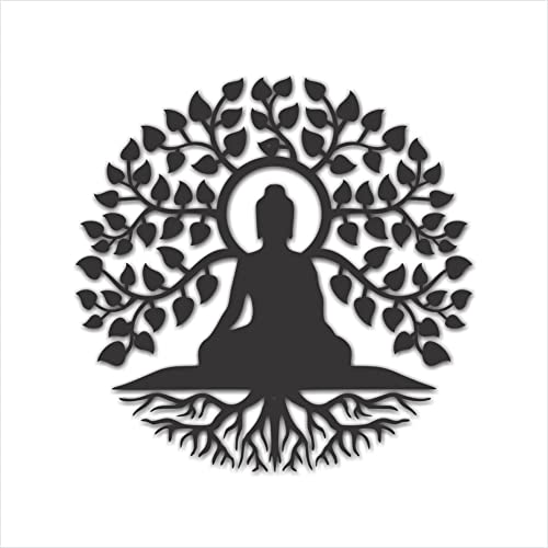 Arrthum Buddha Metal Wall Art 17" X 17" - Meditation Buddha Hindu Wall Hanging Sculpture - Interior Décor For Home, Living Room, Bedroom, Office, Farmhouse #TOP26