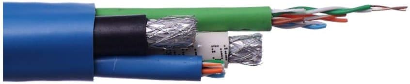 Multi-Media Composite Cable, (2) Cat5E + (2) RG6 Quad Overall Jacket CMR Blue 500 Feet Spool