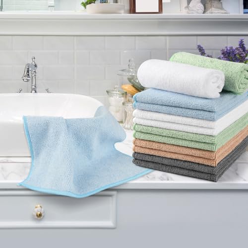 Image of Orighty Washcloths Bulk, 50 Pack Highly Absorbent & Soft Feel Microfiber Face Towels, Multi-Purpose Wash Cloths & Hand Towels for Bathroom, Hotel, Spa, and Gym, 12x12 Inch, Multicolor