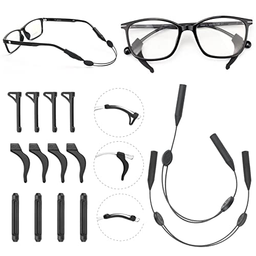 FACATH 6 Paar Rutschfesten Haken, 2 Stück verstellbares Brillenband, Weicher Komfortabler Anti-Rutsch Silikon Brillenbügelhalter, Kein Schwanz Brillenbügel Schnurhalter für Herren und Damen Cover