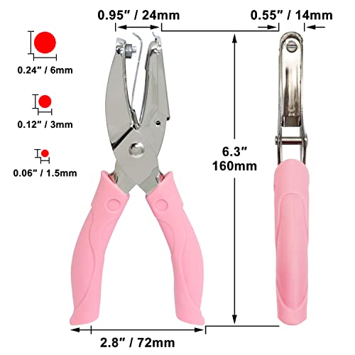 image for CheeMuii 3 Pieces Metal Handheld Paper Punch Single-Hole Tag Punch Set