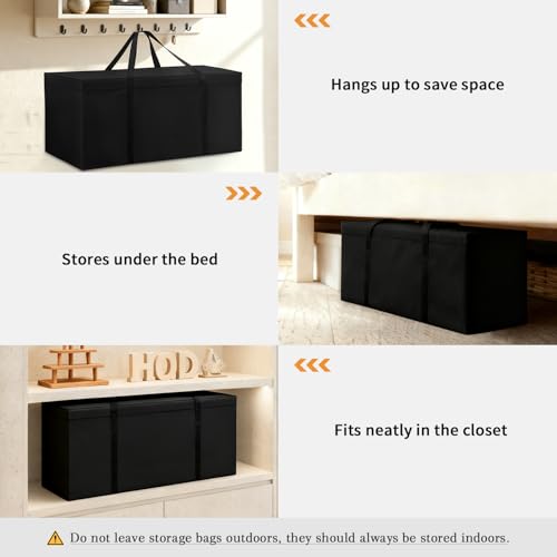 Image of Dokon Garden Furniture Cushion Storage Bag, Waterproof, Anti-UV, Heavy Duty Rip Proof 600D Oxford Fabric Christmas Tree Storage Bag with Handle (175x55x75cm) - Black