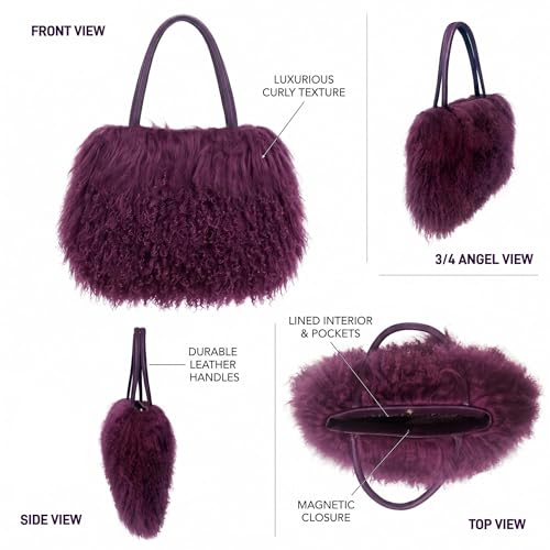 Image of Women Luxury Real Curly Mongolian Lamb Fur Purse