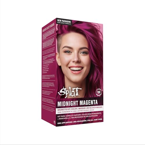Splat Midnight Magenta Semi Permanent Hair Dye Kit, 1 Application, Includes Deep Reconstructor Conditioner, Lasts 30 Washes, No Bleach Required, Vegan & Cruelty Free Hair Color