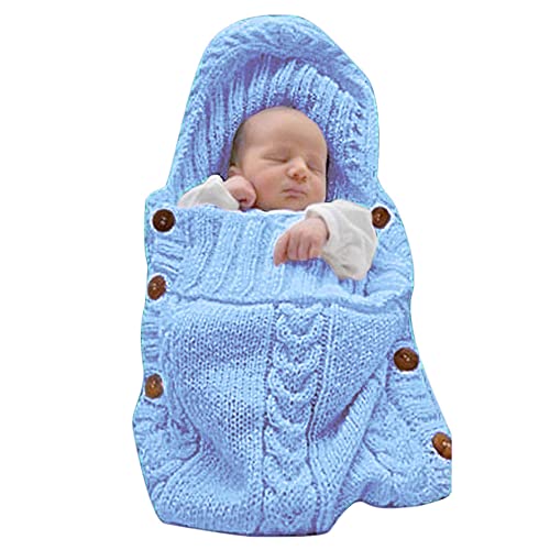 Image of XMWEALTHY Newborn Baby Wrap Swaddle Blanket Knit Sleeping Bag Sleep Sack Stroller Wrap for Baby(Light Pink) (0-6 Month)