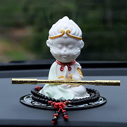 GUTYRE Kreative Keramik-Autodekorationen, Buddha-Statuen, Wohnaccessoires Für Den Innenbereich, Affenkönig, Gartenstatue, Indoor/Outdoor-Zen-Asiatisches Dekor Für Landschaftsbalkon,Grün Cover