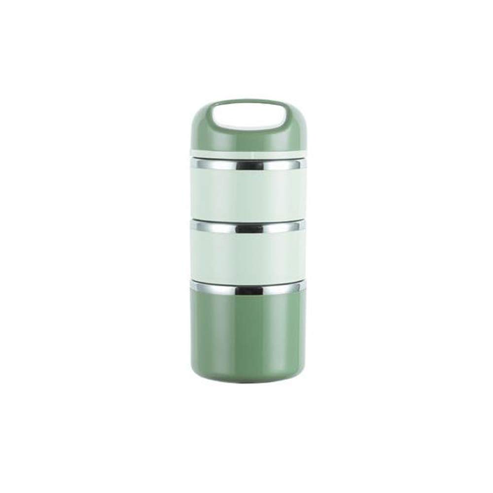REYG Fiambrera Apilable de Acero Inoxidable a Prueba de Fugas con Bolsa y Juego de Cubiertos Reutilizables Recipiente Térmico de Almacenamiento de Alimentos,Green