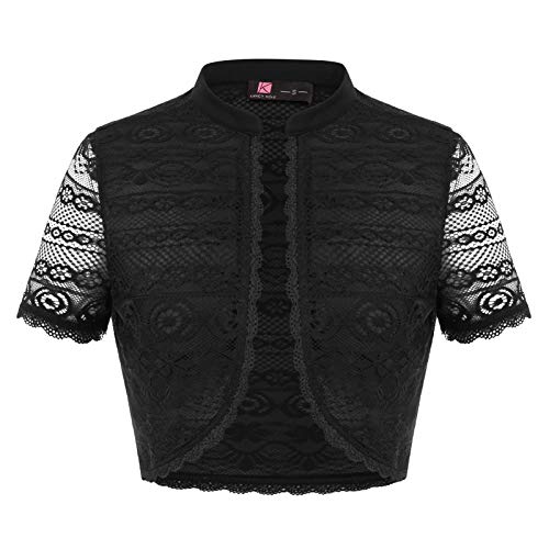 Cropped Cardigans For Women Lace Bolero Shrug Retro Black Elegant Dress Jackets (Black, Xl) #TOP6
